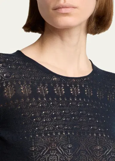 Giorgio Armani Pointelle-Knit Crewneck Sweater | Thumbnail 5 Giorgio Armani Pointelle-Knit Crewneck Sweater | Thumbnail 5