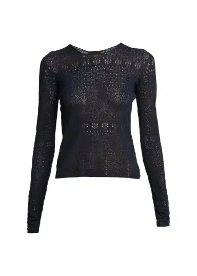 Giorgio Armani Pointelle-Knit Crewneck Sweater | Thumbnail 1 Giorgio Armani Pointelle-Knit Crewneck Sweater | Thumbnail 1