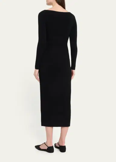 FFORME Lottie Wide V-Neck Ribbed Long-Sleeve Midi Dress | Thumbnail 3 FFORME Lottie Wide V-Neck Ribbed Long-Sleeve Midi Dress | Thumbnail 3