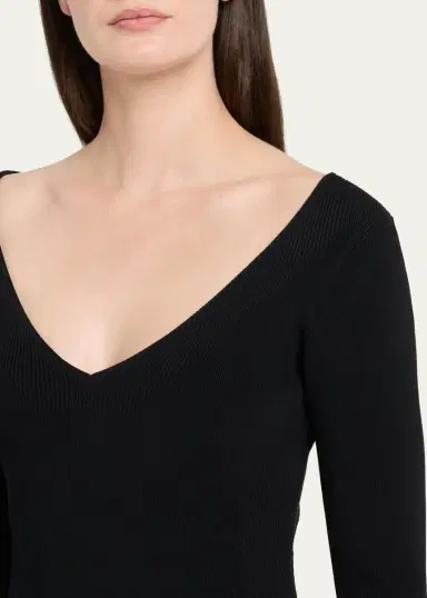 FFORME Lottie Wide V-Neck Ribbed Long-Sleeve Midi Dress | Thumbnail 5 FFORME Lottie Wide V-Neck Ribbed Long-Sleeve Midi Dress | Thumbnail 5