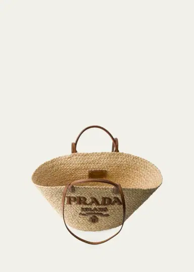 Prada Logo Rafia Tote Bag | Thumbnail 2 Prada Logo Rafia Tote Bag | Thumbnail 2