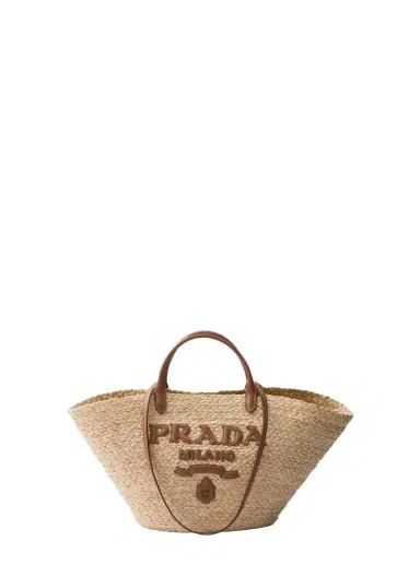Prada Logo Rafia Tote Bag | Thumbnail 1 Prada Logo Rafia Tote Bag | Thumbnail 1