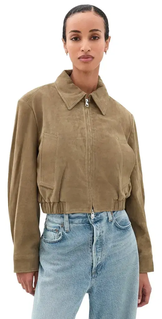 Nahla Cropped Goatskin Suede Jacket Nahla Cropped Goatskin Suede Jacket
