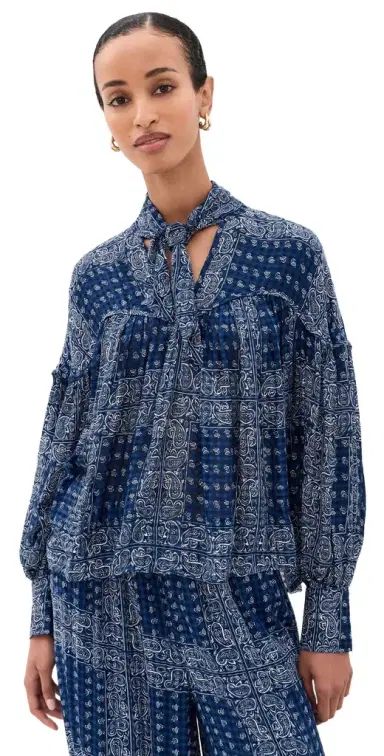 HUNTER BELL Celeste Blouse Inkwell Paisley L | Thumbnail 1 HUNTER BELL Celeste Blouse Inkwell Paisley L | Thumbnail 1
