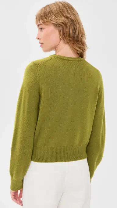 Dunst Crew Neck Knit Cardigan Olive Green L | Thumbnail 3 Dunst Crew Neck Knit Cardigan Olive Green L | Thumbnail 3