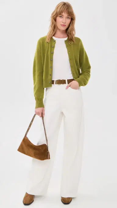 Dunst Crew Neck Knit Cardigan Olive Green L | Thumbnail 5 Dunst Crew Neck Knit Cardigan Olive Green L | Thumbnail 5