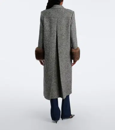 Valentino Herrinbone shearling-trimmed wool-blend coat | Thumbnail 5 Valentino Herrinbone shearling-trimmed wool-blend coat | Thumbnail 5