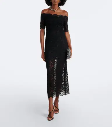 Rabanne Off-shoulder lace midi dress | Thumbnail 2 Rabanne Off-shoulder lace midi dress | Thumbnail 2