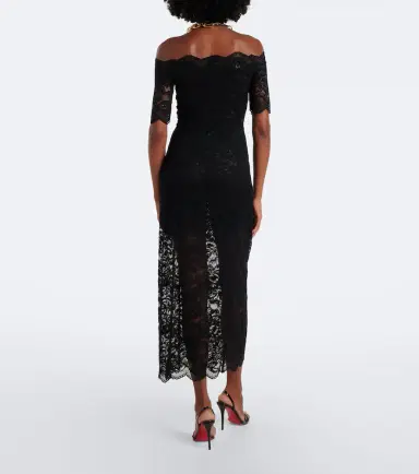 Rabanne Off-shoulder lace midi dress | Thumbnail 4 Rabanne Off-shoulder lace midi dress | Thumbnail 4