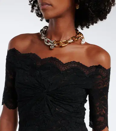 Rabanne Off-shoulder lace midi dress | Thumbnail 5 Rabanne Off-shoulder lace midi dress | Thumbnail 5