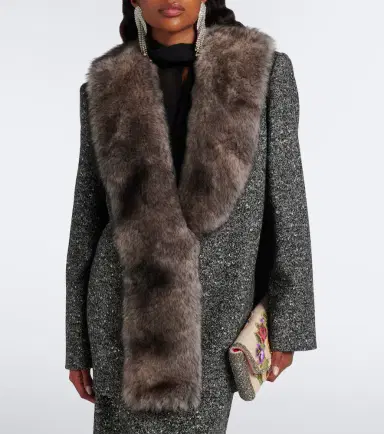 Valentino Shearling-trimmed wool-blend blazer | Thumbnail 2 Valentino Shearling-trimmed wool-blend blazer | Thumbnail 2