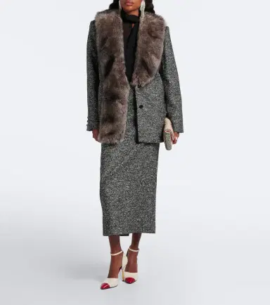 Valentino Shearling-trimmed wool-blend blazer | Thumbnail 3 Valentino Shearling-trimmed wool-blend blazer | Thumbnail 3