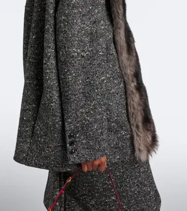 Valentino Shearling-trimmed wool-blend blazer | Thumbnail 4 Valentino Shearling-trimmed wool-blend blazer | Thumbnail 4