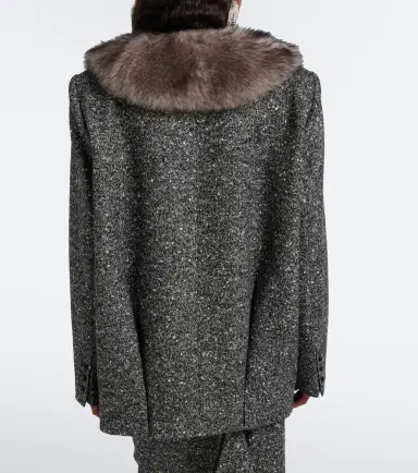 Valentino Shearling-trimmed wool-blend blazer | Thumbnail 6 Valentino Shearling-trimmed wool-blend blazer | Thumbnail 6