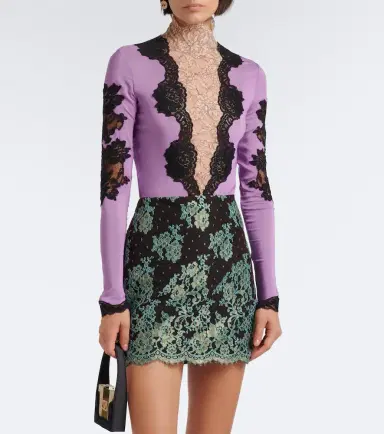 Valentino Turtleneck lace-trimmed bodysuit | Thumbnail 4 Valentino Turtleneck lace-trimmed bodysuit | Thumbnail 4