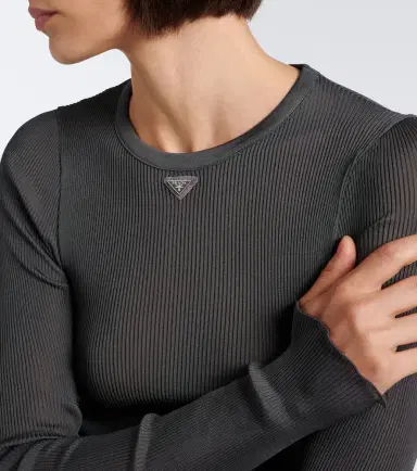 Prada Ribbed-knit silk top | Thumbnail 4 Prada Ribbed-knit silk top | Thumbnail 4