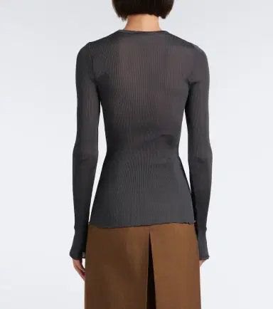Prada Ribbed-knit silk top | Thumbnail 5 Prada Ribbed-knit silk top | Thumbnail 5