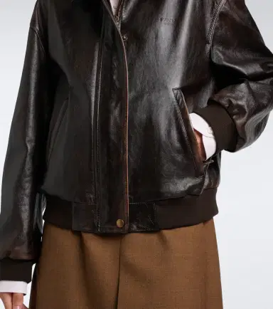 Prada Oversized leather blouson jacket | Thumbnail 2 Prada Oversized leather blouson jacket | Thumbnail 2