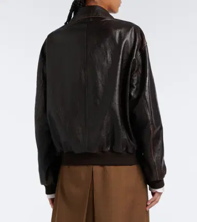 Prada Oversized leather blouson jacket | Thumbnail 6 Prada Oversized leather blouson jacket | Thumbnail 6