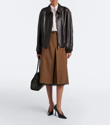 Prada Oversized leather blouson jacket | Thumbnail 7 Prada Oversized leather blouson jacket | Thumbnail 7