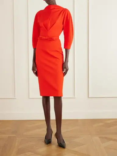 Carolina Herrera Sheath Cinched Stretch-wool Midi Dress | Thumbnail 2 Carolina Herrera Sheath Cinched Stretch-wool Midi Dress | Thumbnail 2