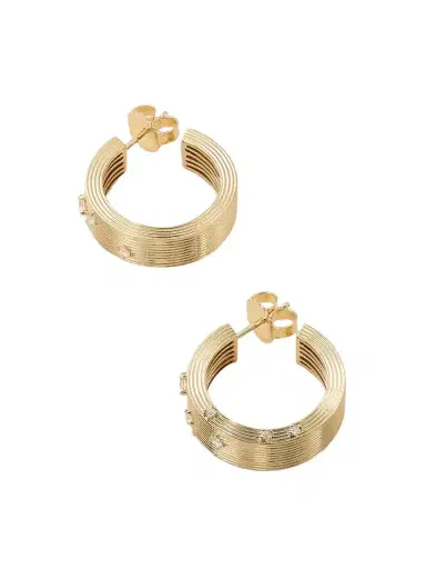 Sydney Evan Fluted 14-karat Gold Diamond Medium Hoop Earrings | Thumbnail 1 Sydney Evan Fluted 14-karat Gold Diamond Medium Hoop Earrings | Thumbnail 1