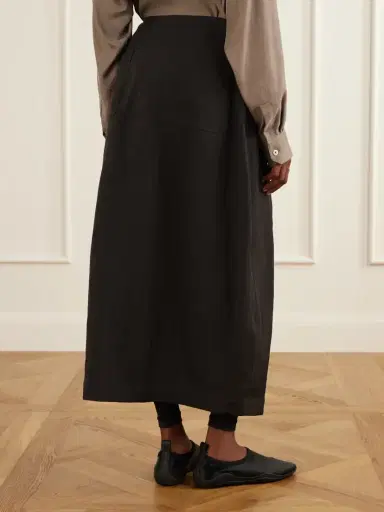 Studio Nicholson Pleated Woven Midi Skirt | Thumbnail 4 Studio Nicholson Pleated Woven Midi Skirt | Thumbnail 4