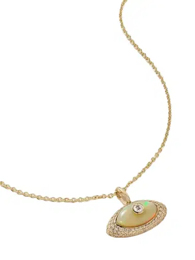 Sydney Evan Large Opal Eye 14-karat Gold Diamond Necklace | Thumbnail 1 Sydney Evan Large Opal Eye 14-karat Gold Diamond Necklace | Thumbnail 1