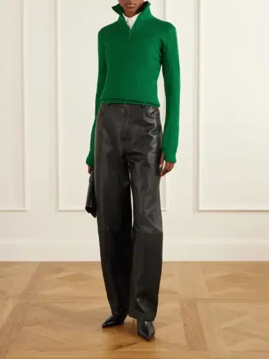 The Frankie Shop Ribbed Half-zip Wool And Silk-blend Sweater | Thumbnail 2 The Frankie Shop Ribbed Half-zip Wool And Silk-blend Sweater | Thumbnail 2