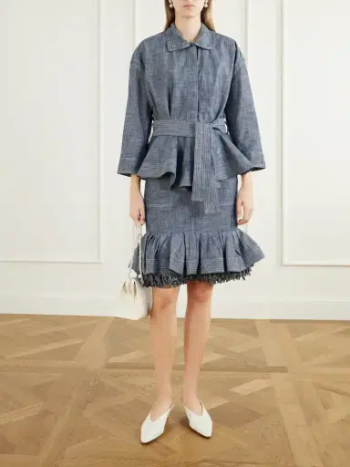 Jacquemus La Jupe Cabana Fringed Ruffled Denim Mid-rise Skirt | Thumbnail 2 Jacquemus La Jupe Cabana Fringed Ruffled Denim Mid-rise Skirt | Thumbnail 2