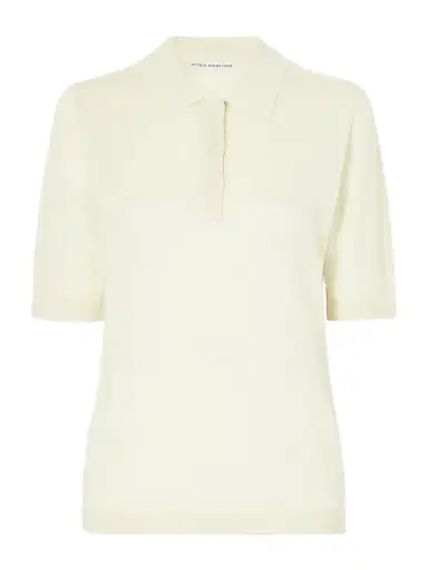 Studio Nicholson Ribbed Merino Wool And Silk-blend Polo Sweater | Thumbnail 1 Studio Nicholson Ribbed Merino Wool And Silk-blend Polo Sweater | Thumbnail 1