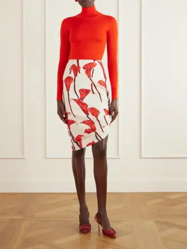 Carolina Herrera Asymmetrical Floral-print Cady Midi Skirt | Thumbnail 2 Carolina Herrera Asymmetrical Floral-print Cady Midi Skirt | Thumbnail 2