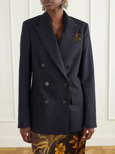 Dries Van Noten Embellished Double-breasted Wool Blazer | Thumbnail 3 Dries Van Noten Embellished Double-breasted Wool Blazer | Thumbnail 3