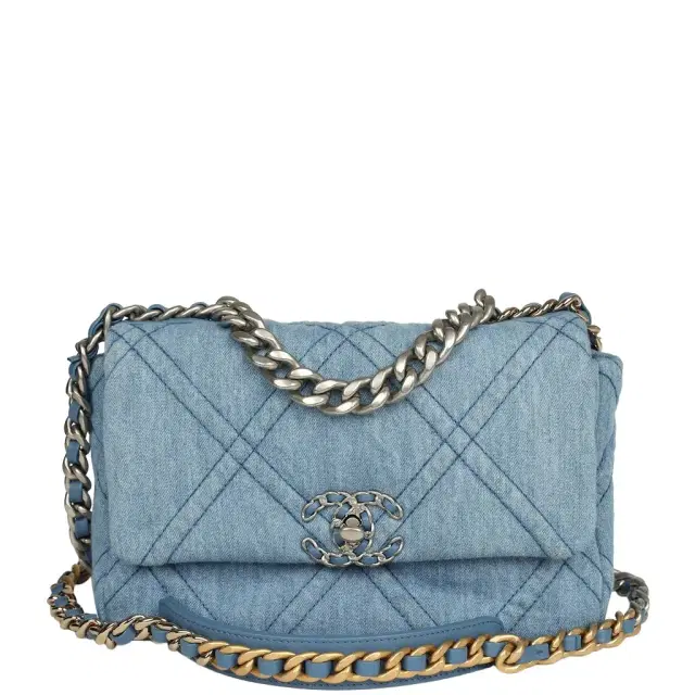 Chanel Medium 19 Flap Light Blue Denim Mixed Metal Hardware Chanel Medium 19 Flap Light Blue Denim Mixed Metal Hardware