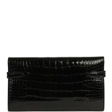 HERMÈS Pre-owned Hermes Kelly Long Wallet Black Shiny Alligator Gold Hardware | Thumbnail 3 HERMÈS Pre-owned Hermes Kelly Long Wallet Black Shiny Alligator Gold Hardware | Thumbnail 3