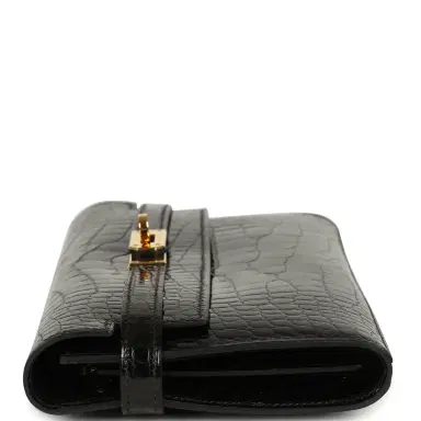 HERMÈS Pre-owned Hermes Kelly Long Wallet Black Shiny Alligator Gold Hardware | Thumbnail 4 HERMÈS Pre-owned Hermes Kelly Long Wallet Black Shiny Alligator Gold Hardware | Thumbnail 4