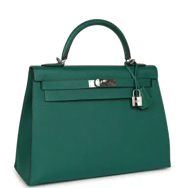 HERMÈS Pre-owned Hermes Kelly Sellier 32 Malachite Epsom Palladium Hardware | Thumbnail 2 HERMÈS Pre-owned Hermes Kelly Sellier 32 Malachite Epsom Palladium Hardware | Thumbnail 2
