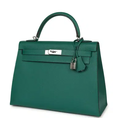 HERMÈS Pre-owned Hermes Kelly Sellier 32 Malachite Epsom Palladium Hardware | Thumbnail 5 HERMÈS Pre-owned Hermes Kelly Sellier 32 Malachite Epsom Palladium Hardware | Thumbnail 5