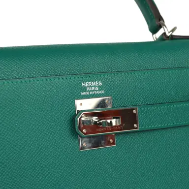 HERMÈS Pre-owned Hermes Kelly Sellier 32 Malachite Epsom Palladium Hardware | Thumbnail 7 HERMÈS Pre-owned Hermes Kelly Sellier 32 Malachite Epsom Palladium Hardware | Thumbnail 7