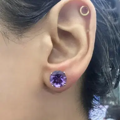 Salvini Salvini 18K Rose Gold Amethyst & Diamond Stud Earrings by The Solist | Thumbnail 2 Salvini Salvini 18K Rose Gold Amethyst & Diamond Stud Earrings by The Solist | Thumbnail 2