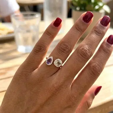 Salvini Salvini 18K Rose Gold Amethyst, Prasiolite & Diamond Wrap Ring Sz. 6.25 by The Solist | Thumbnail 2 Salvini Salvini 18K Rose Gold Amethyst, Prasiolite & Diamond Wrap Ring Sz. 6.25 by The Solist | Thumbnail 2