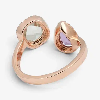 Salvini Salvini 18K Rose Gold Amethyst, Prasiolite & Diamond Wrap Ring Sz. 6.25 by The Solist | Thumbnail 4 Salvini Salvini 18K Rose Gold Amethyst, Prasiolite & Diamond Wrap Ring Sz. 6.25 by The Solist | Thumbnail 4