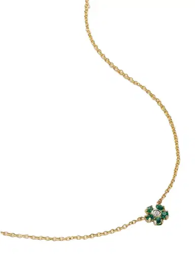 Jennifer Meyer Mini Flower 18-karat Gold, Emerald And Diamond Necklace | Thumbnail 1 Jennifer Meyer Mini Flower 18-karat Gold, Emerald And Diamond Necklace | Thumbnail 1