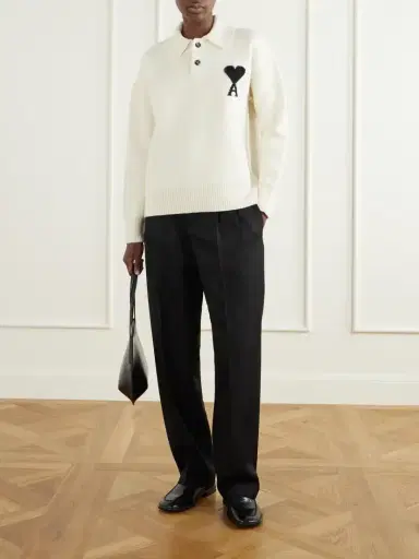 AMI PARIS Intarsia Wool Polo Sweater | Thumbnail 2 AMI PARIS Intarsia Wool Polo Sweater | Thumbnail 2