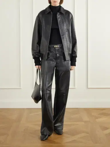 Haikure Bonnie Double Wb Hedwig Black Denim-trimmed Leather Mid-rise Wide-leg Jeans | Thumbnail 2 Haikure Bonnie Double Wb Hedwig Black Denim-trimmed Leather Mid-rise Wide-leg Jeans | Thumbnail 2