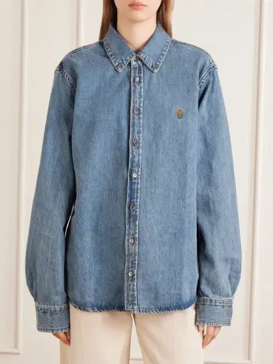 AMI PARIS Logo-embroidered Denim Shirt | Thumbnail 3 AMI PARIS Logo-embroidered Denim Shirt | Thumbnail 3