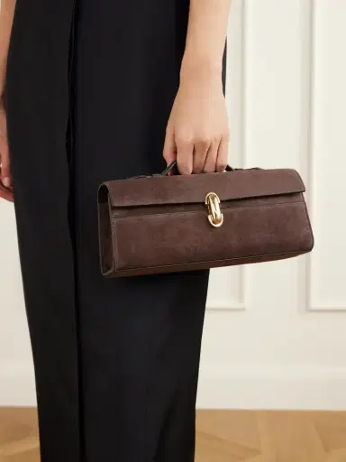 Savette Slim Pochette Leather-trimmed Suede Tote | Thumbnail 2 Savette Slim Pochette Leather-trimmed Suede Tote | Thumbnail 2