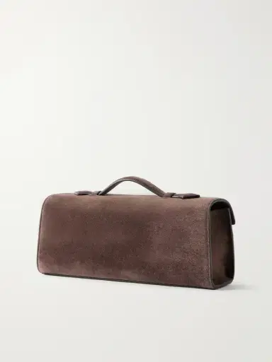 Savette Slim Pochette Leather-trimmed Suede Tote | Thumbnail 4 Savette Slim Pochette Leather-trimmed Suede Tote | Thumbnail 4