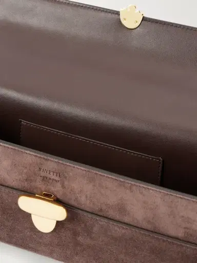 Savette Slim Pochette Leather-trimmed Suede Tote | Thumbnail 6 Savette Slim Pochette Leather-trimmed Suede Tote | Thumbnail 6