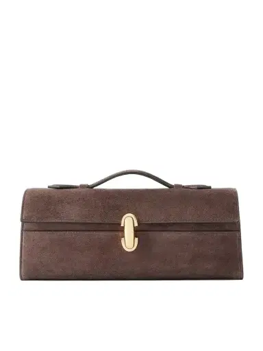 Savette Slim Pochette Leather-trimmed Suede Tote | Thumbnail 1 Savette Slim Pochette Leather-trimmed Suede Tote | Thumbnail 1